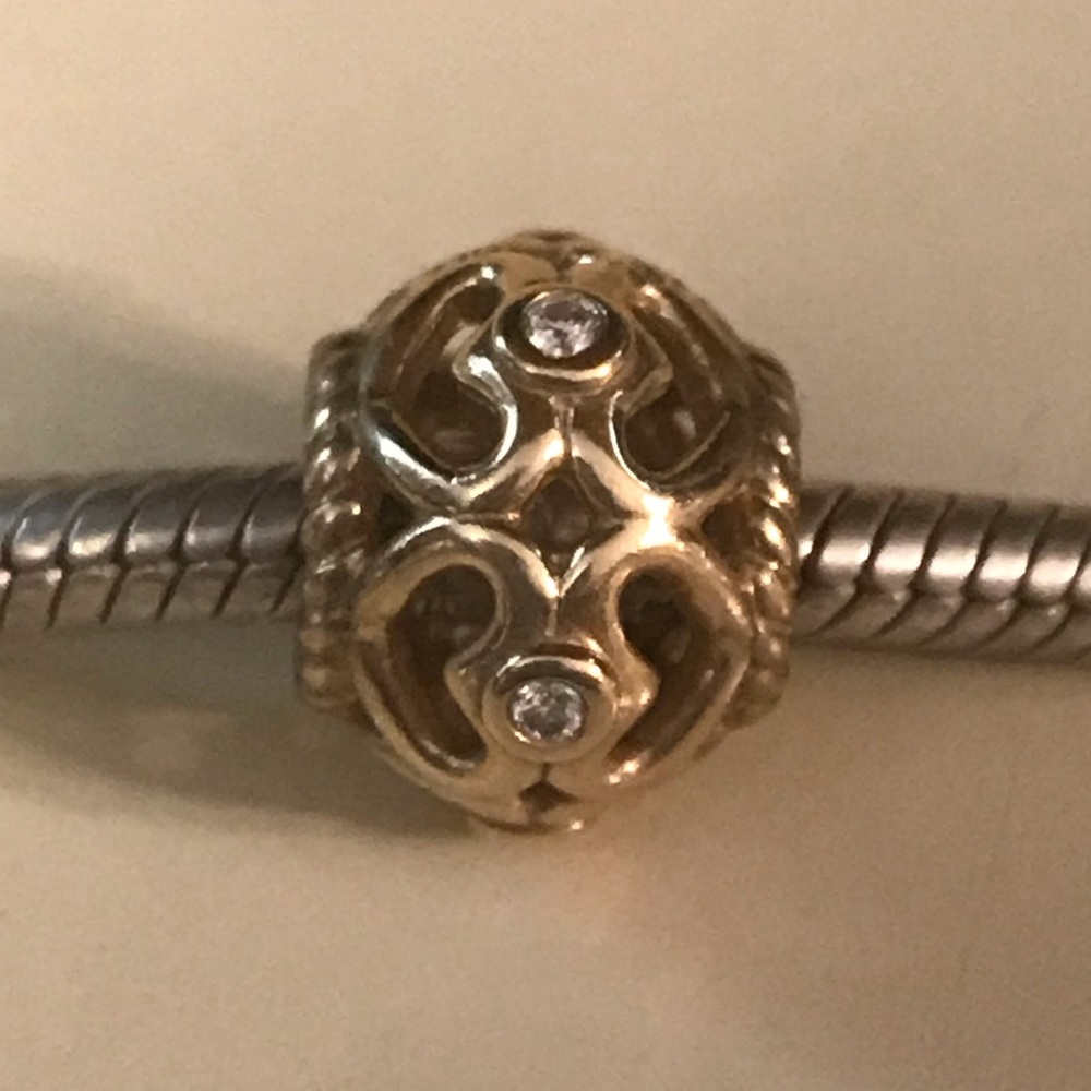 14Y open hearts pandora bead with diamonds - Picture 1 of 1